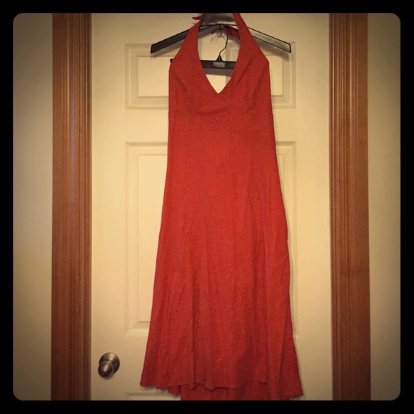 H&M linen halter high low dress with full skirt