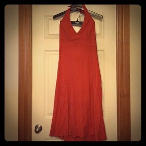 H&M linen halter high low dress with full skirt