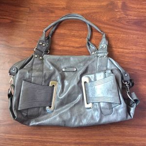 Gray faux leather purse