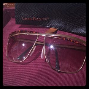 Vintage Laura Biagiotti sunglasses Gold w Case