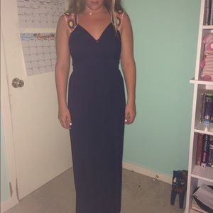 Navy blue maxi dress with crochet