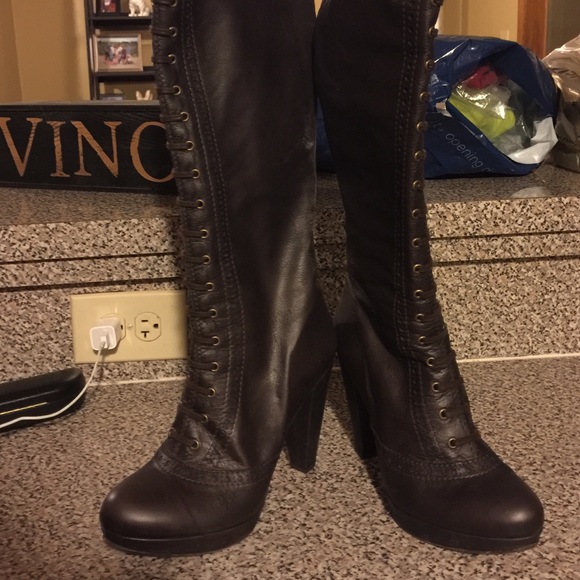 Brown lace up boots