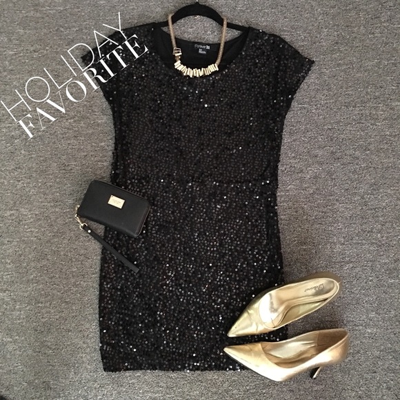 Sequined black party/cocktail dress