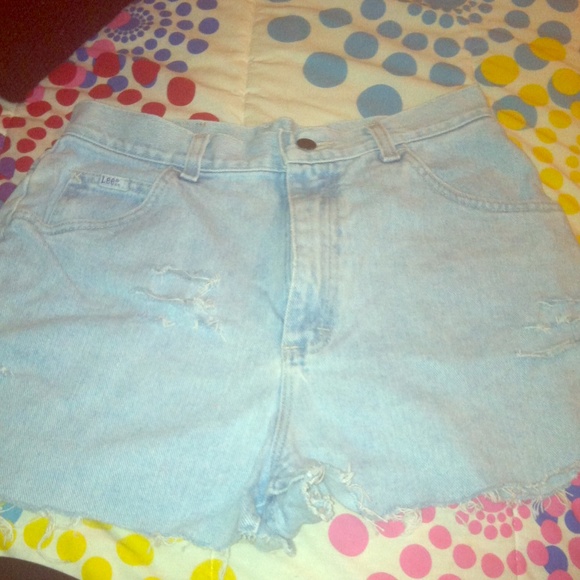 High waisted distressed shorts