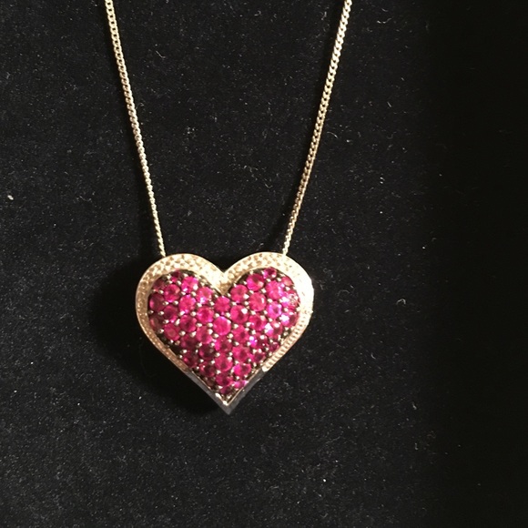 Jewelry - Sterling Silver Ruby Heart Necklace