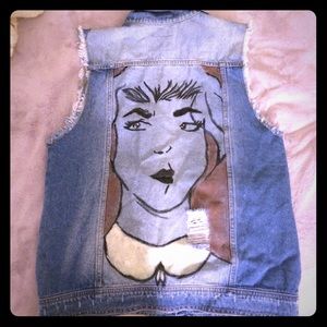 Custom painted denim vest