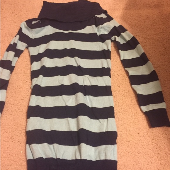 Blue striped turtle neck sweater