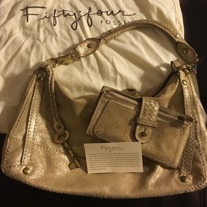 Glitter gold bag w/matching wallet