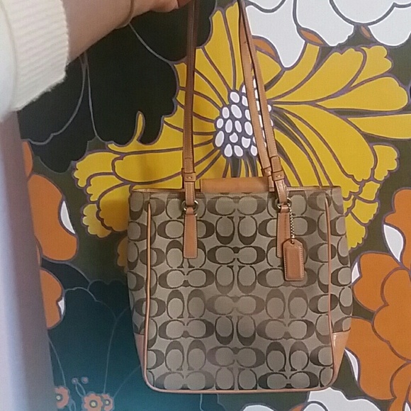 Coach leather and canvas shoulder bag