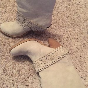 Tan faux suede leather boots