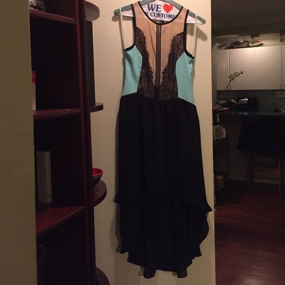 High/low dress with lace and sheer top - Picture 1 of 4