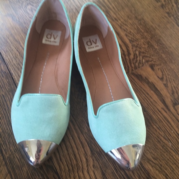Dolce Vita mint silver cap toe flats - size 8.5