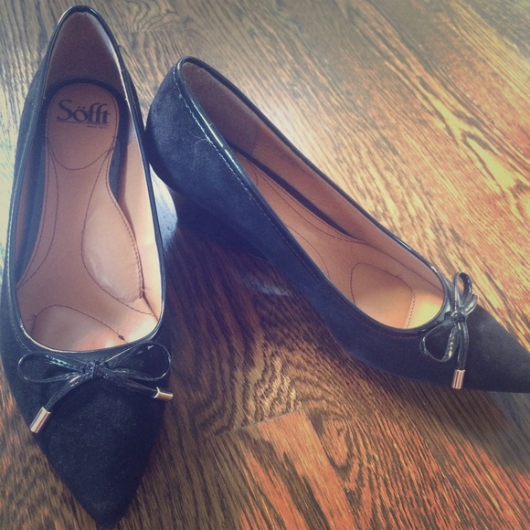 Söfft black suede and patent wedges - size 8.5