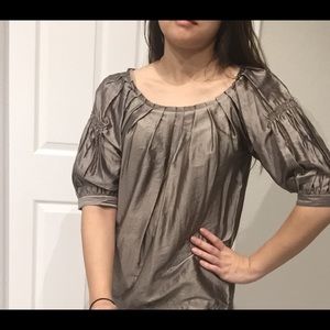 BCBGMAXAZRIA metallic pewter top