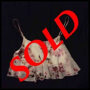 WHITE PINK FLORAL CROP TOP
