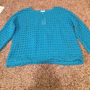 Blue crissy crochet pullover sweater