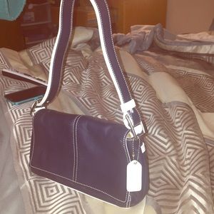Black/Navy leather coach purse
