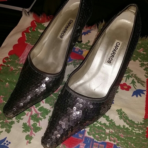 Caparros Shoes - Sequin silver heels - cocktail