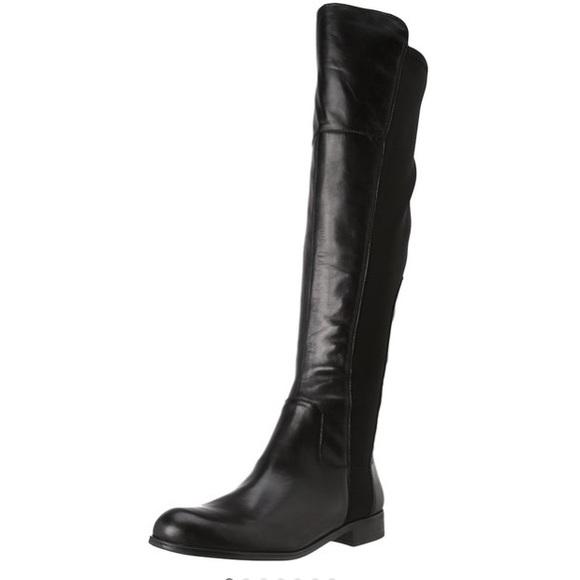 Franco Sarto Black Leather OTK boots