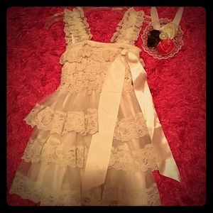 Custom ordered Cream Lace dress AND headband!!