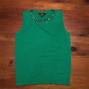 C Wonder sleeveless top with jeweled neckline.