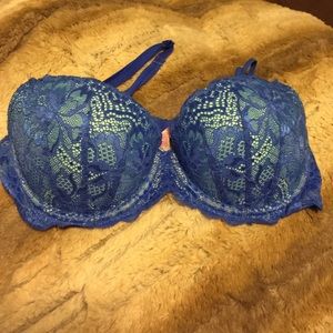 VS PINK Date Night Bra-BLUE ONE ONLY