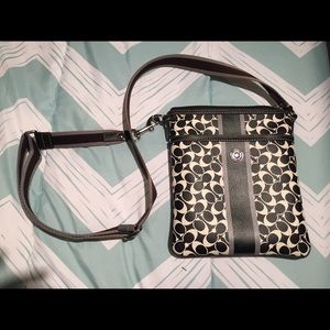 Coach black and white cross body bag