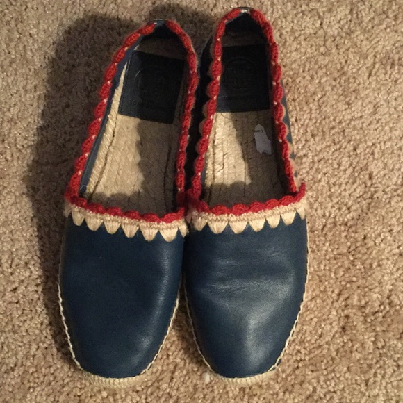 Tory Burch Myra Blue Leather Shoes Size 9 - Picture 1 of 4