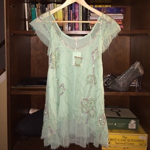 Free People beaded chiffon top