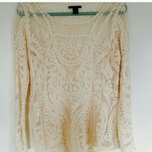 Cream lace long sleeve top