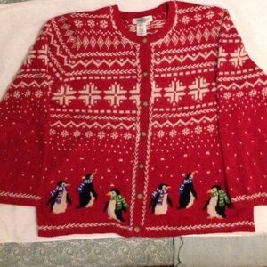⛄️🐧❄️Fun red winter sweater! ❄️🐧⛄️