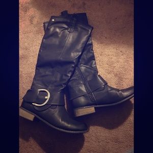 Black wide calf riding boots