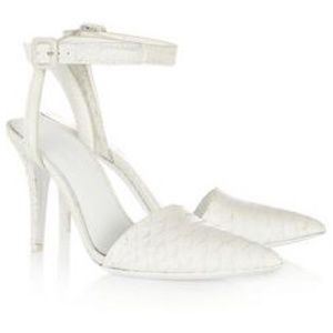 White embossed Alexander Wang pointy pumps
