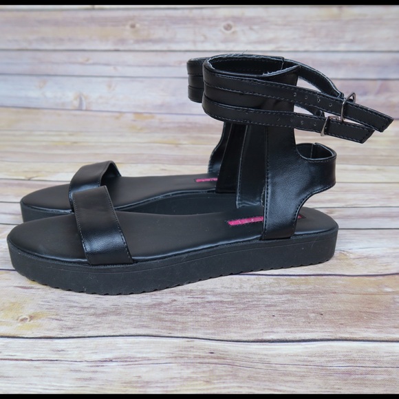 C Label Shoes - Black ankle strap gladiator  sandals