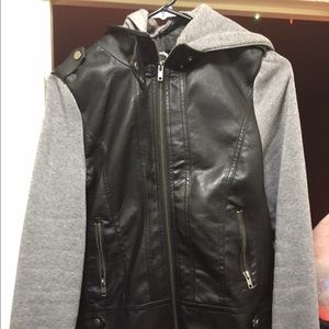Black and grey leather jacket