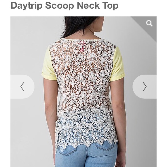 Yellow Daytrip Scoop Neck Top Lace Back - Picture 1 of 3