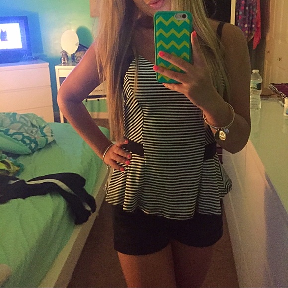 White and black strip tank top