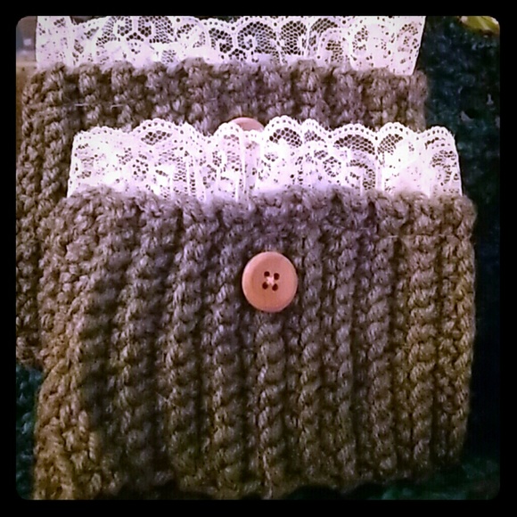 Boot Cuffs with Lace and Buttons