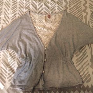 Gray with lace accent Cardigan