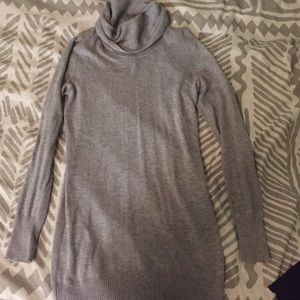 Gray loose Turtle Neck Sweater Dress