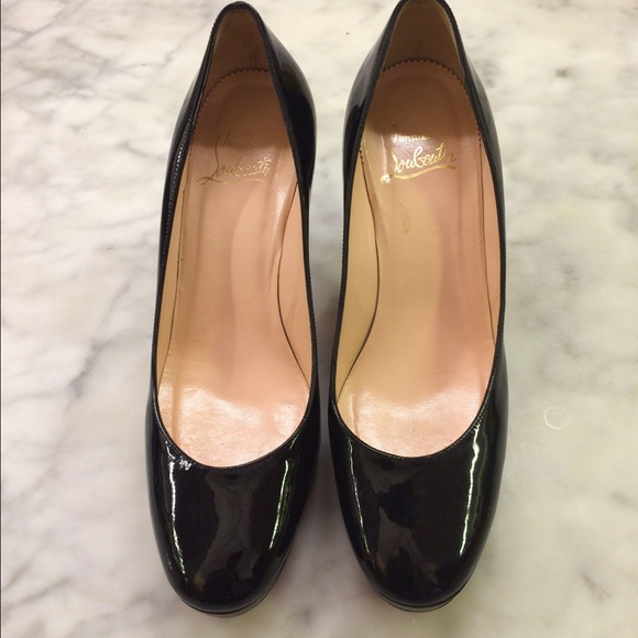 Louboutin Black Patent Leather Platform Pumps Sz 8