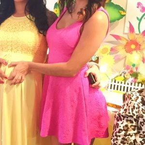 Hot pink open back skater dress
