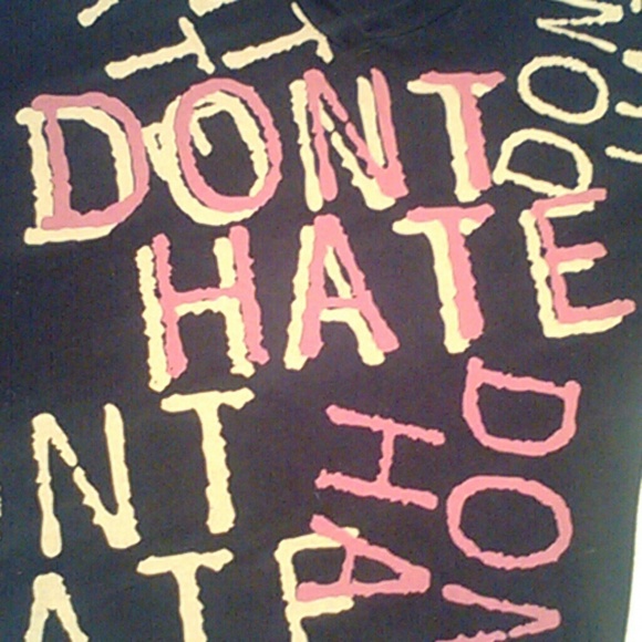 Black, Pink & White "DON'T HATE" V-Cut Shirt - Picture 2 of 4