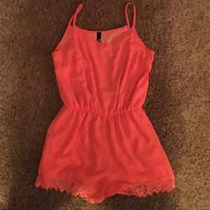 Bright coral romper