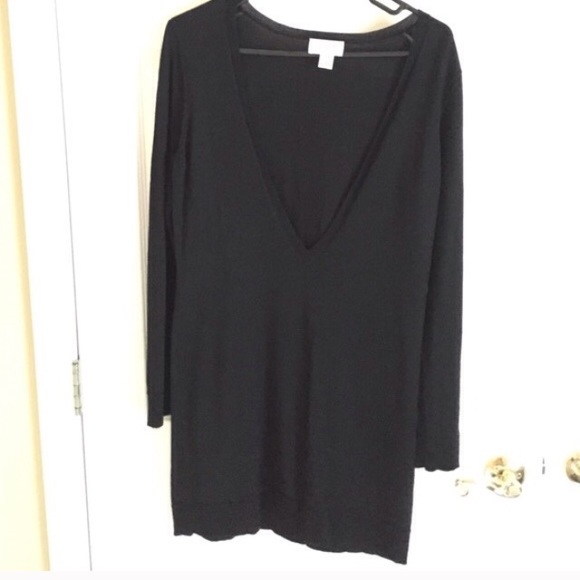 Black LOFT plunging neck sweater dress