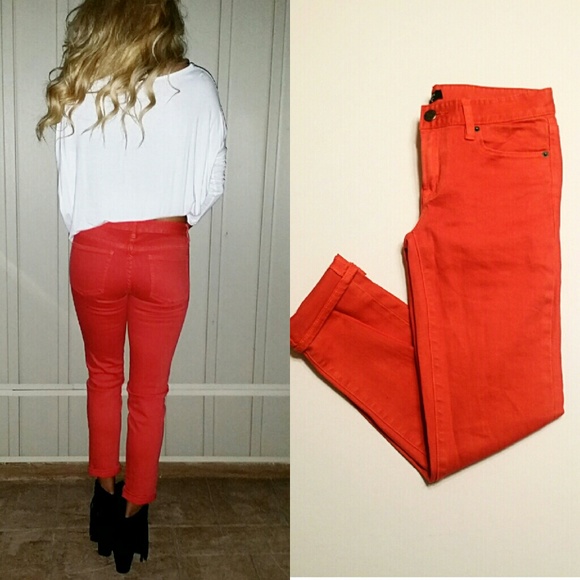 Red Orange J.Crew Toothpick Skinny Jeans - Picture 2 of 2