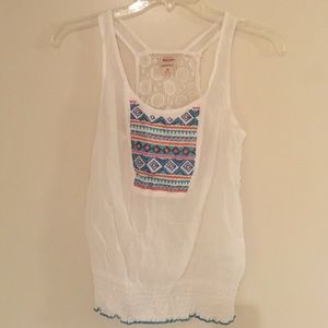 White Tribal and Lace Tank Top