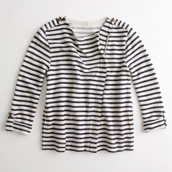 J Crew Factory Stripe Sweatshirt Biker Jacket