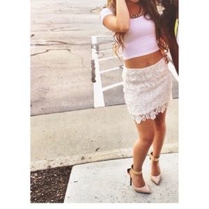 White lace skirt