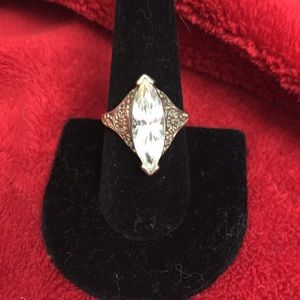 Sterling Silver 925 Filigree Crystal Ring size 8.5